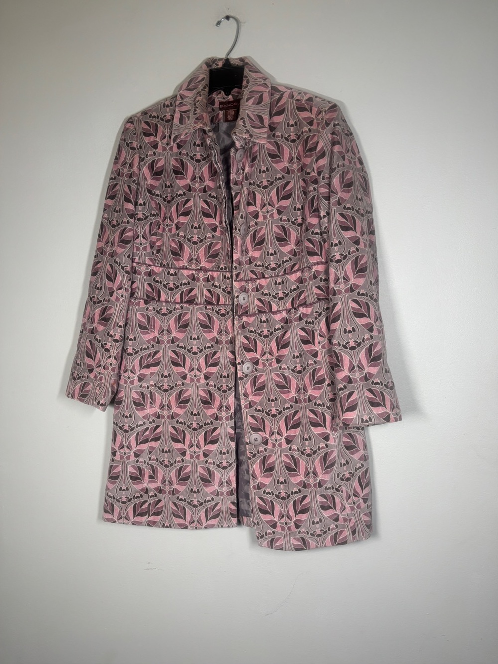 Bandolino Pink & Gray Patterned Trench Coat